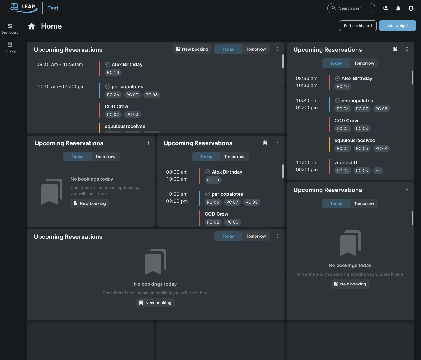 Upcoming Reservations
